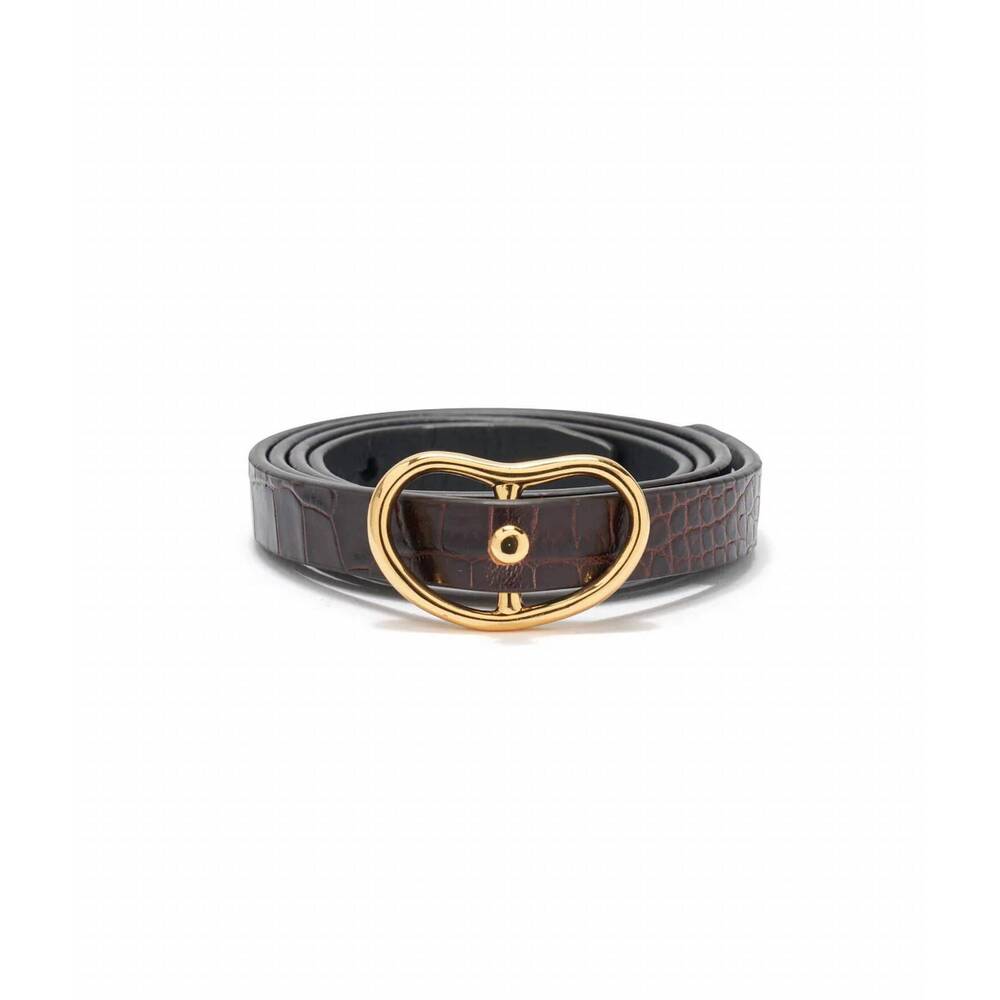 NEW LIZZIE FORTUNATO skinny georgia belt in brown croc